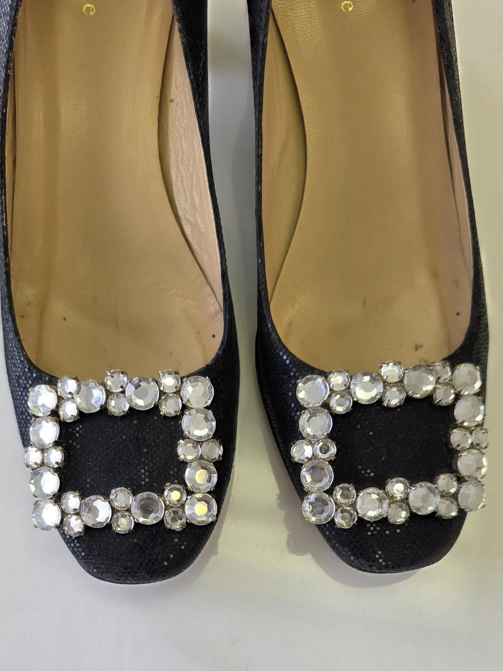 kate spade Black Crystal Buckle Heels